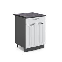 KÜCHENUNTERSCHRANK Fame-Line Weiß Landhaus 60 cm mit Schublade AP Anthrazit - Anthrazit/Creme, Holzwerkstoff (60/82/60cm) - Vicco