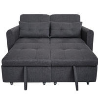 SCHLAFSOFA 3-in-1 Baumwoll-Leinen mit verstellbarer Rückenlehne und USB-Anschluss Grau 142/85/83 cm - Grau, Textil (85/83/142cm) - Redom