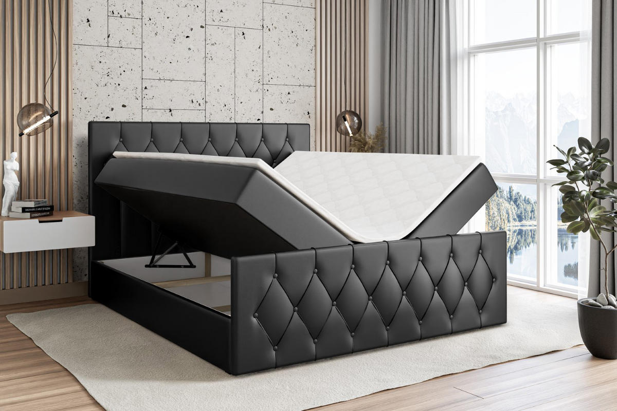 BOXBETT VELANTO-Z - 160 x 200 - H4 - Schwarz Hochglanz - Schwarz, Holzwerkstoff (160/200cm) - ALTDECOR