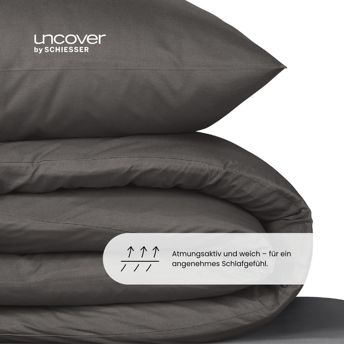 BETTWÄSCHESET Soho - Renforcé - 2-teilig - 135 x 200 cm - Dunkelgrau - Dunkelgrau, Textil (135/200cm) - Uncover by Schiesser