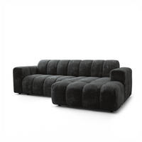 ECKSOFA TISI Schwarz Chenille - Schwarz, Holz (274/165cm) - MASSENO