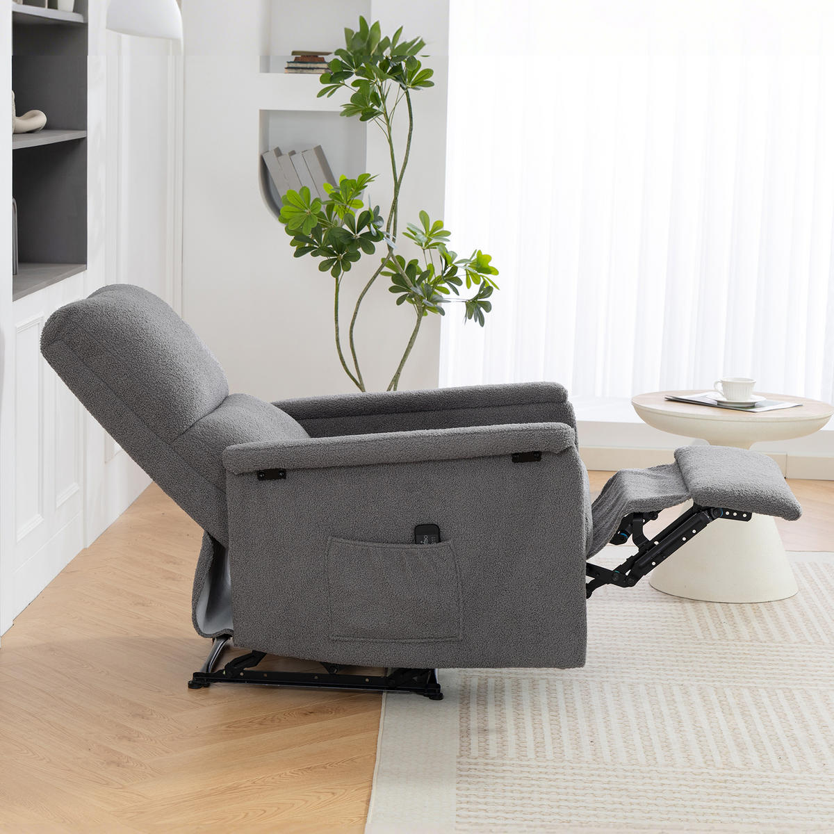 MASSAGESESSEL Grau mit Massagefunktion und Liegefunktion 84/69/99 cm - Hellgrau, Textil (84/99/69cm) - PANGIVO