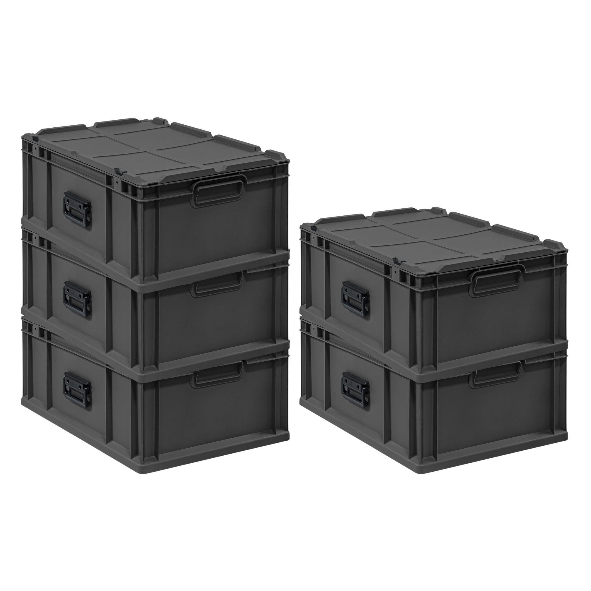 EUROBOX 5x NextGen Portable, HxBxT 23,5x40x60cm, 44 Liter, Schwarz - Schwarz, Kunststoff (40/23.5/60cm) - PROREGAL