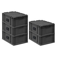 EUROBOX 5x NextGen Portable, HxBxT 23,5x40x60cm, 44 Liter, Schwarz - Schwarz, Kunststoff (40/23.5/60cm) - PROREGAL
