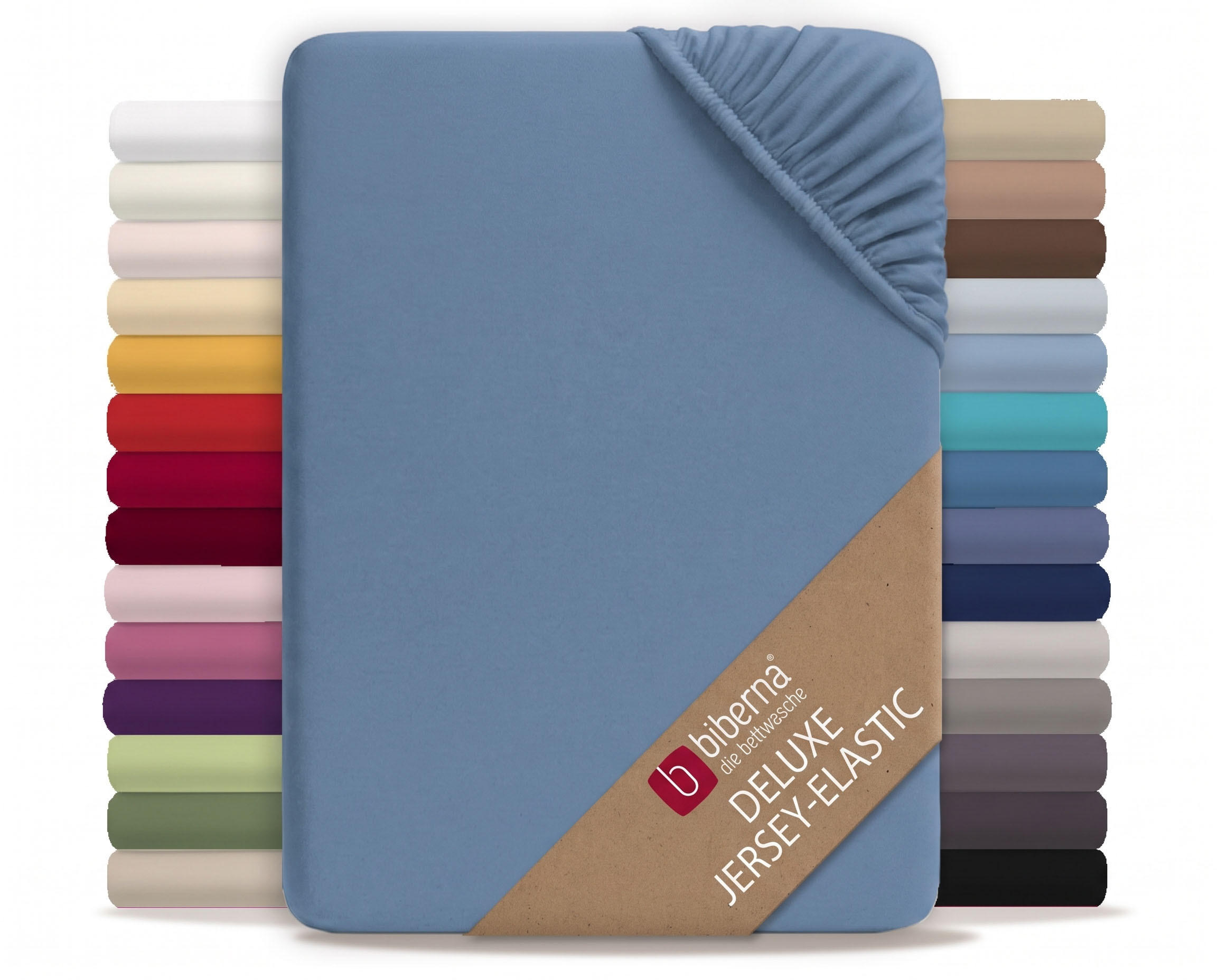 SPANNBETTTUCH Deluxe Jersey azurblau, 120x200 cm - 130x220 cm - Blau, Textil (130/220cm) - biberna