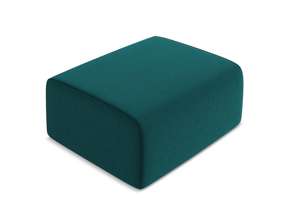 POUF Samt Stoff Blau - Blau/Petrol, Kunststoff/Textil (90/80/60cm) - Makamii