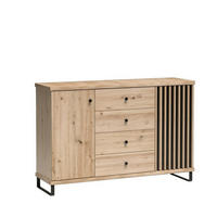 KOMMODE ALMERIA 142,1/85,4/40,6cm mit 4 Schubladen 1 Türen Eiche Artisan - Eiche Artisan, Holzwerkstoff (142.1/85.4/40.6cm) - MASSENO