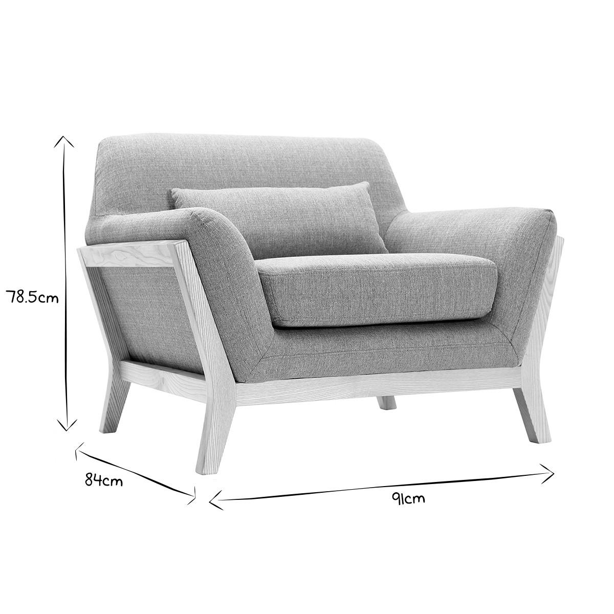 SESSEL Design Grau Holzbeine YOKO - Grau, Textil (84/78.5/96cm) - Miliboo