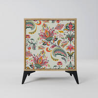 SIDEBOARD ORGANIC FOLKLORE, Eichefarben, 57,5x42x70,5 cm, Schwarze Metall-Sternfüße - Eichefarben/Multicolor, Holzwerkstoff/Metall (57.5/70.5/42cm) - SpaceRebels