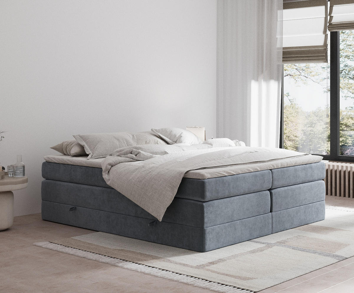 BOXSPRINGBETT Juniper Grau 180/200 cm - Schwarz/Grau, Holz/Holzwerkstoff (180/200cm) - Maison de Reve