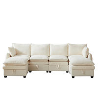 WOHNLANDSCHAFT 281/147/89 cm Beige mit 2 Fußhocker - Beige, Textil (281/89/147cm) - Oxeza