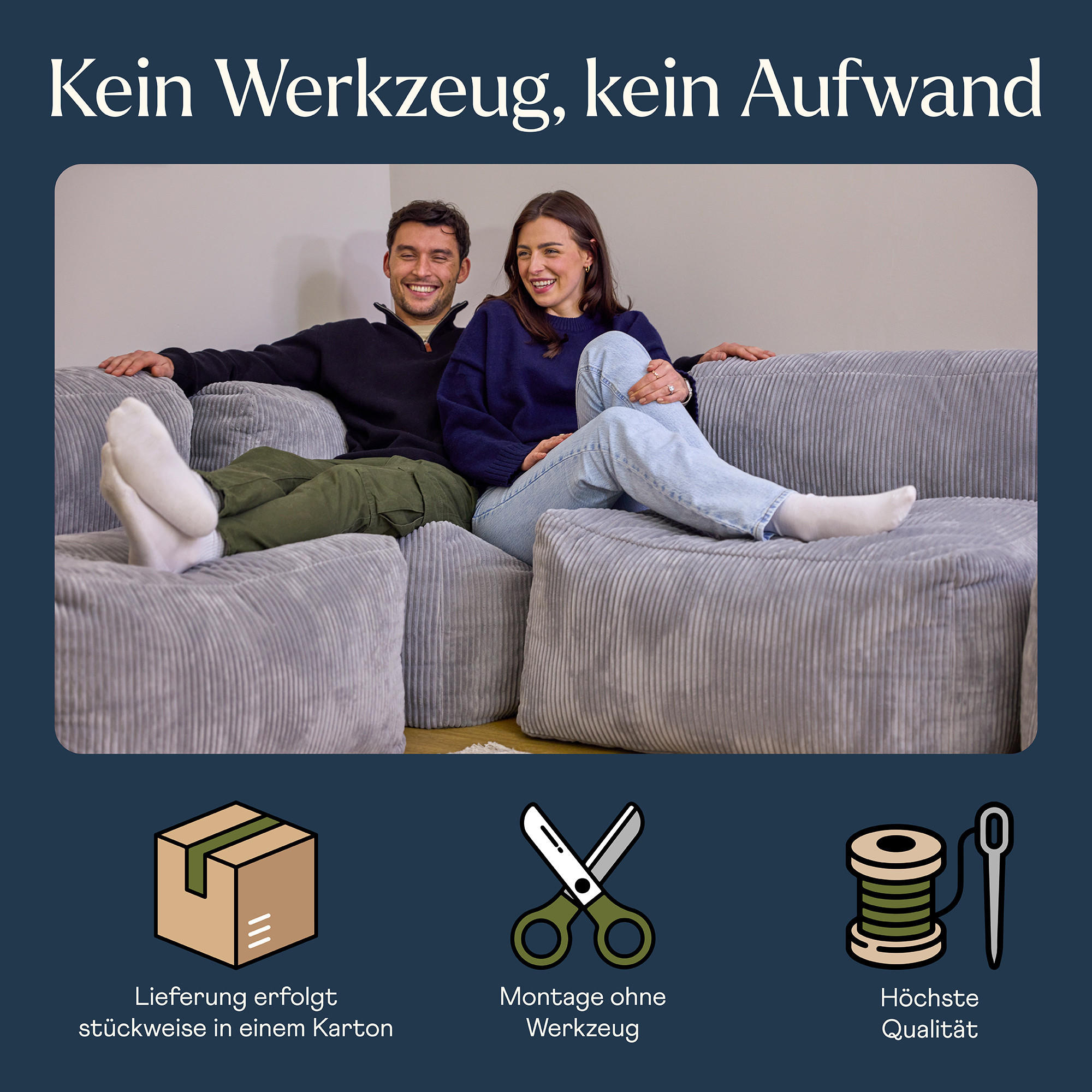 SITZSACK-SOFA 4-tlg. ZEN: 2 Ecksessel, 2 Sessel - Grau, Textil (450/68/100cm) - icon