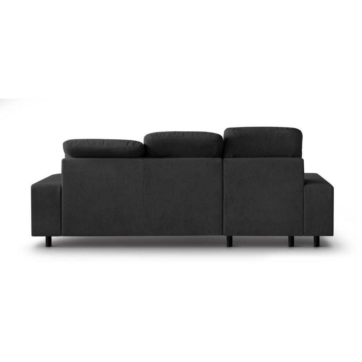 ECKSCHLAFSOFA Leon L Schwarz - Schwarz, Kunststoff/Textil (255/120cm) - Beautysofa