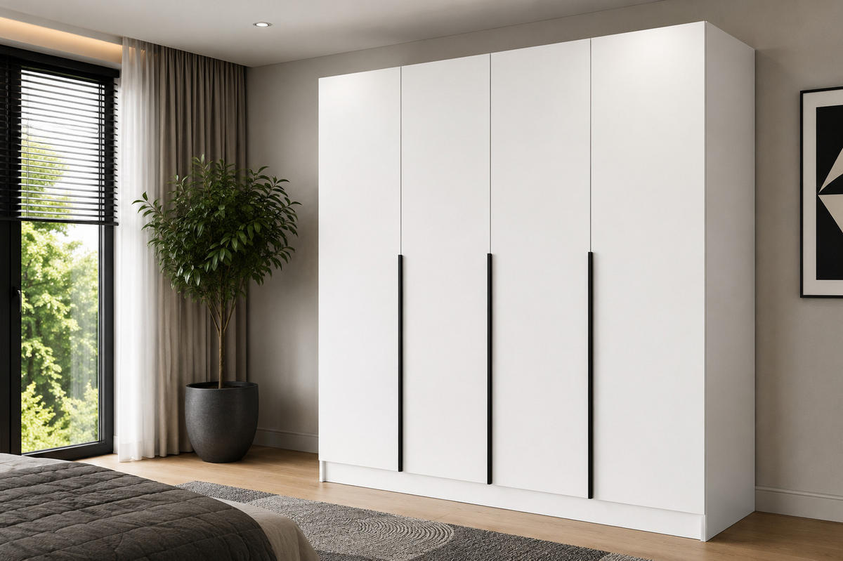 SCHIEBETÜRENSCHRANK Riva 200 cm - Weiß - Weiß, Holzwerkstoff (200/215/42cm) - BM-Möbel
