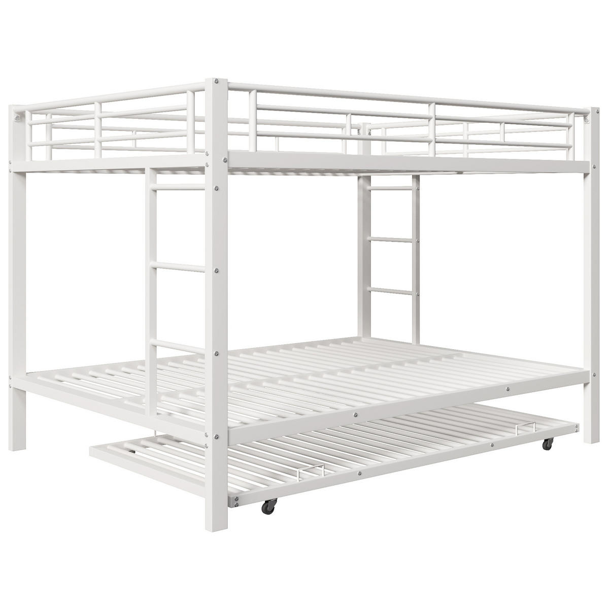 ETAGENBETT 140/200 cm Weiß mit Ausziehbett ohne Matratze - Weiß, Metall (140/200cm) - MIVRAY