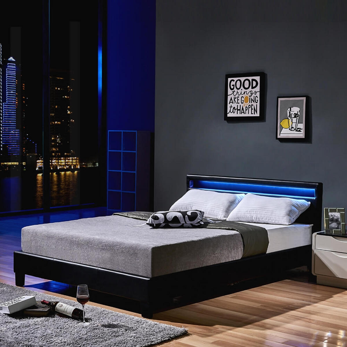 LED BETT ASTRO - Weiß, 140 x 200 cm - Weiß, Kunststoff - Home Deluxe