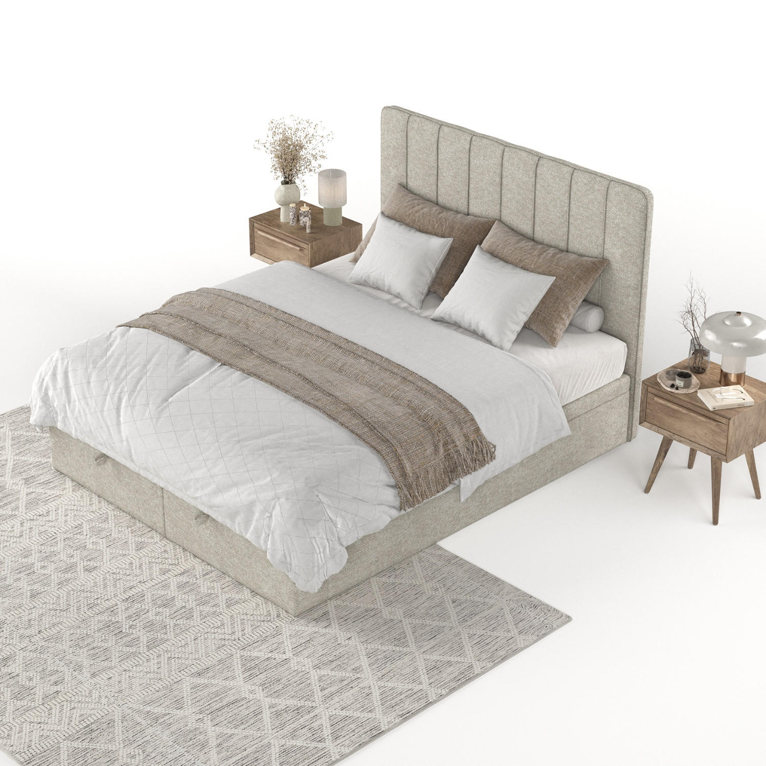 POLSTERBETT Vienna mit Stauraum 120/200 cm Beige im Alta Stoff - Beige/Schwarz, Holz/Holzwerkstoff (120/200cm) - AltaBeds