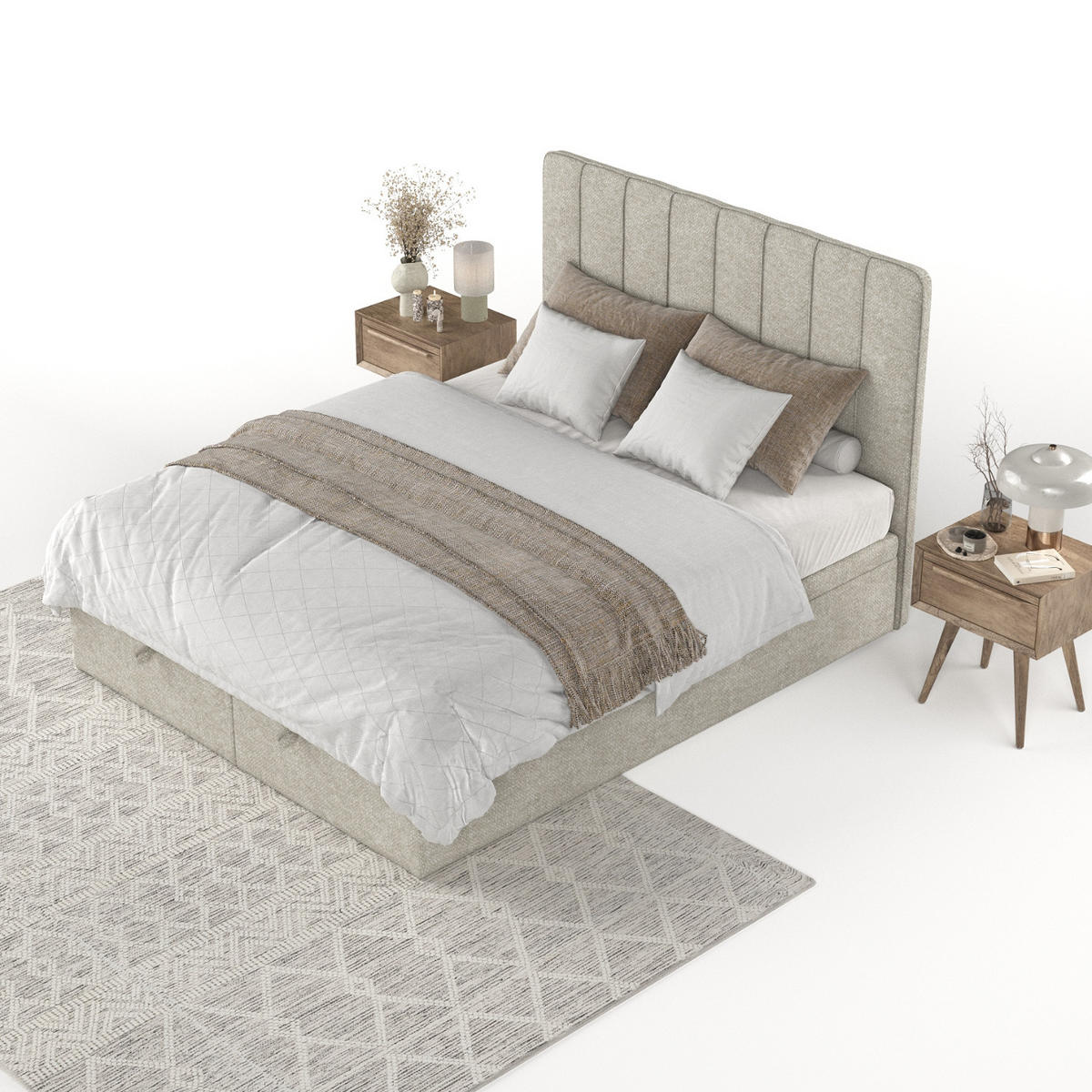POLSTERBETT Vienna mit Stauraum 140/200 cm Beige im Alta Stoff - Beige/Schwarz, Holz/Holzwerkstoff (140/200cm) - AltaBeds