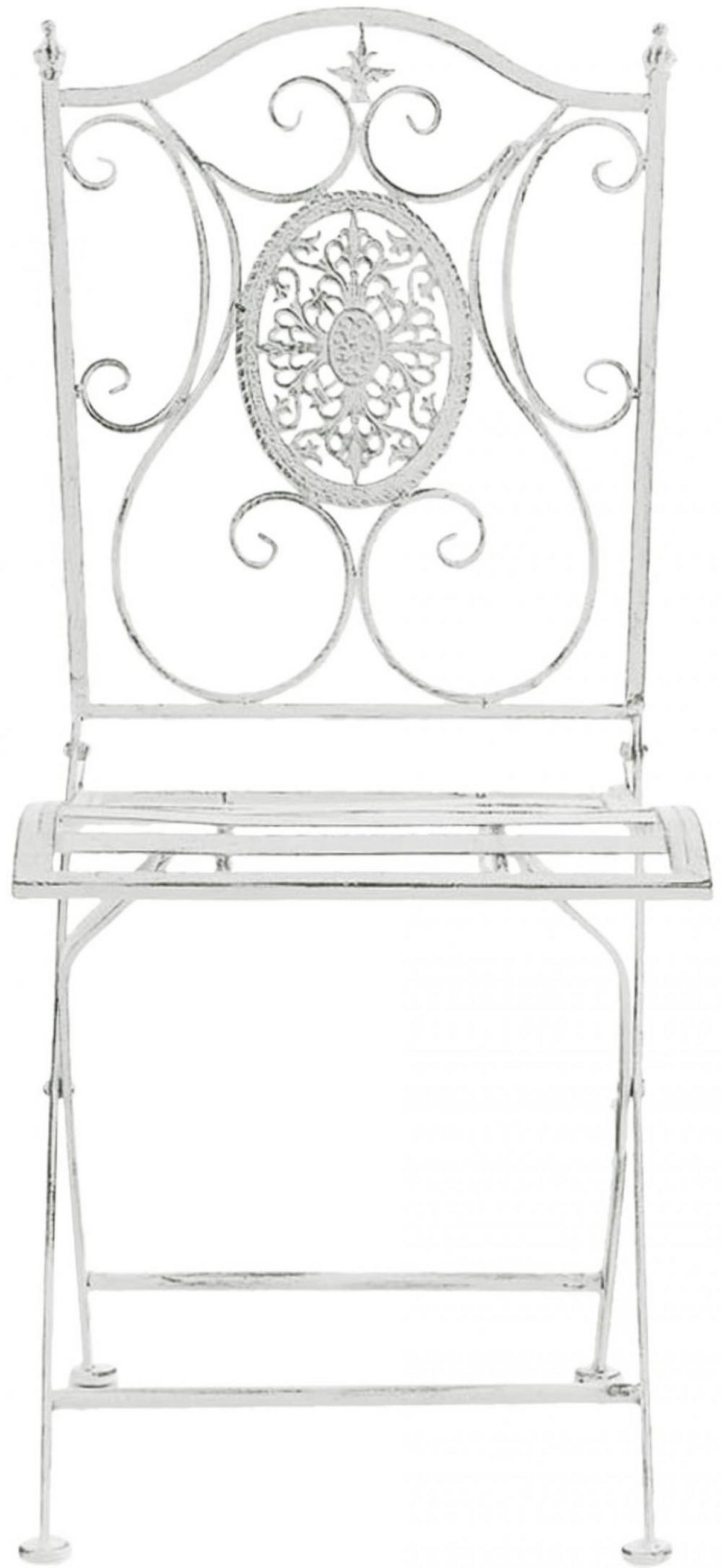 GARTENKLAPPSTUHL 2er Set Metall Antik Weiß - Weiß, Metall (42/91/49cm) - CLP