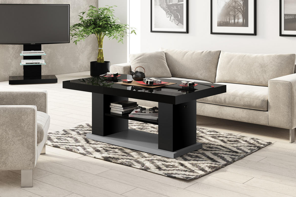 COUCHTISCH rechteckig Schwarz Hochglanz 120/50/70 cm - Schwarz Hochglanz, Holzwerkstoff (70/120/50cm)