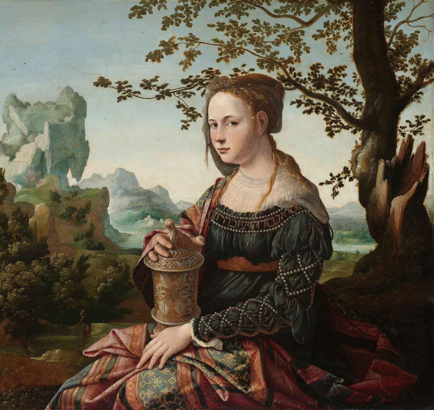 FOTOTAPETE Maria Magdalena von Jan van Scorel 300 x 279 cm - Braun, Papier (300/279cm) - Sanders & Sanders