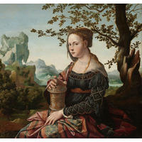 FOTOTAPETE Maria Magdalena von Jan van Scorel 300 x 279 cm - Braun, Papier (300/279cm) - Sanders & Sanders