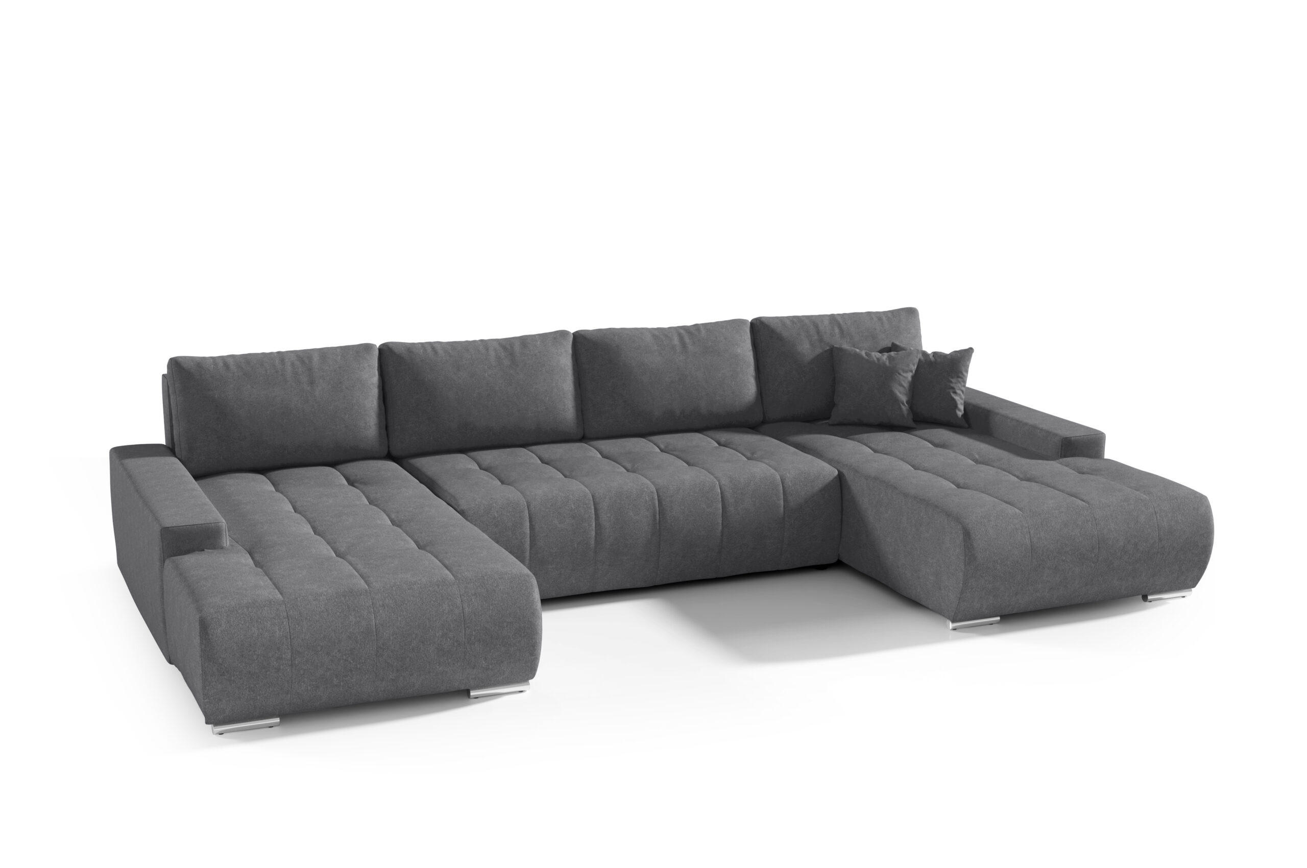 ECKSOFA U Form Bonari U, Grau - Hellgrau, Textil (185/85/350cm) - Meblito