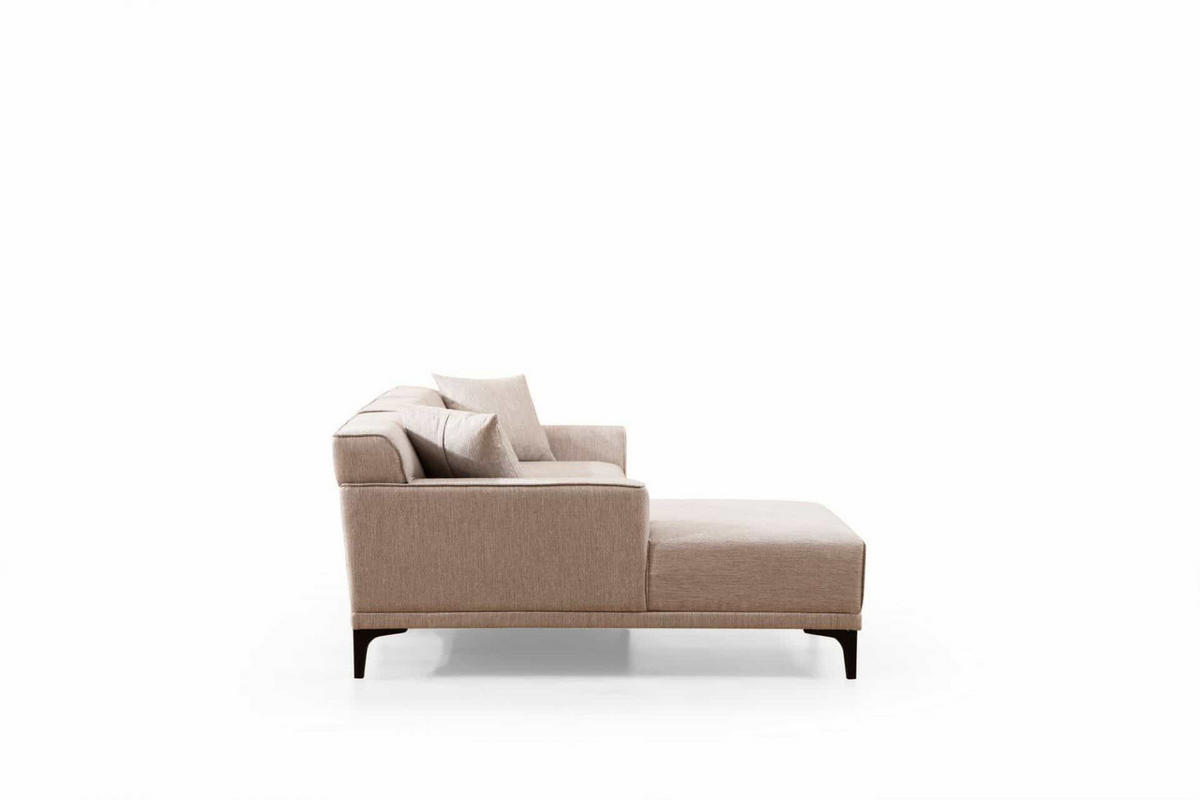 ECKSOFA modern inklusive Zierkissen - Beige/Schwarz, Holz/Kunststoff (250/145cm) - myHomelando