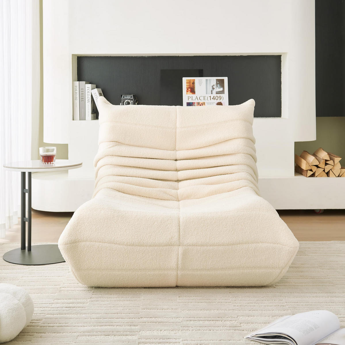 LIEGESESSEL 85/110/79 cm Beige Ergonomische Unterstützung für Schlafzimmer Wohnzimmer - Beige, Textil (110/79/85cm) - OKWISH