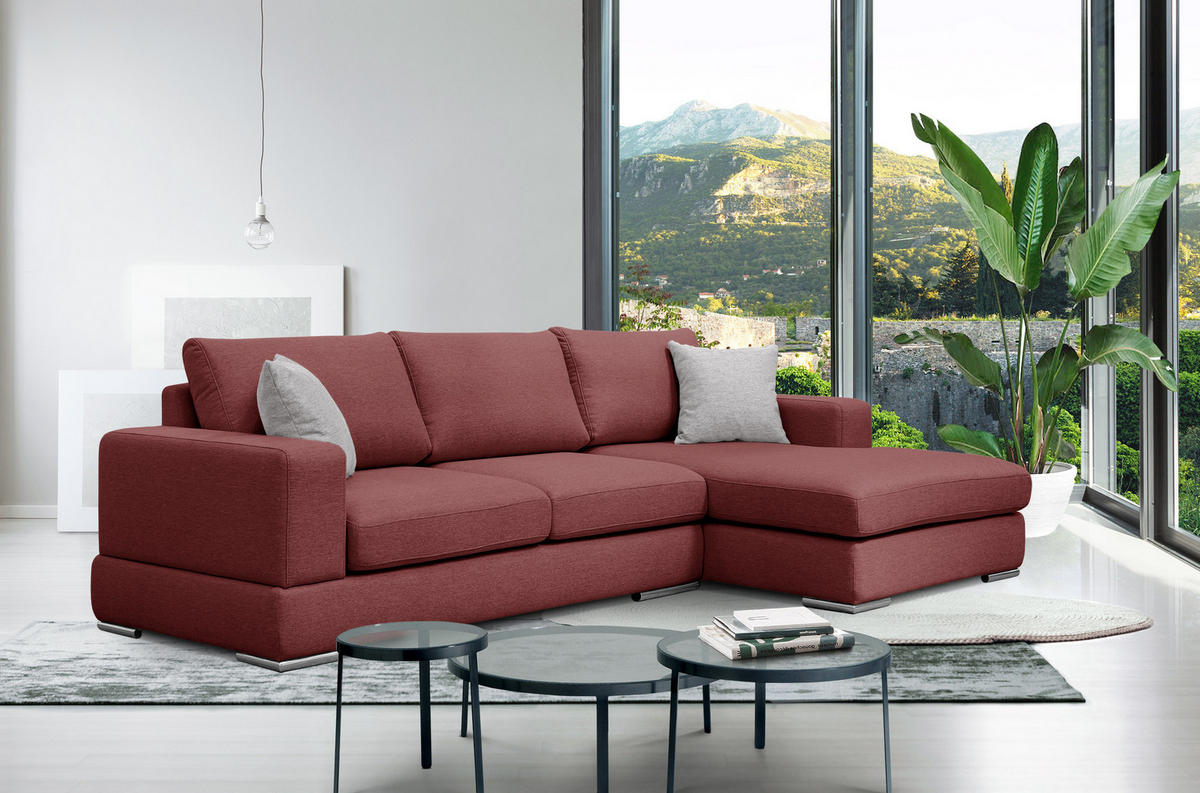 ECKSOFA OTTO 4-Sitzer, bordeaux - Bordeaux, Holzwerkstoff/Textil (279/159cm) - Courtois Laville