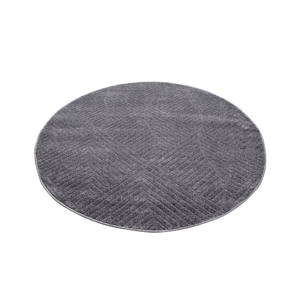 KURZFLOR-TEPPICH Fancy 904 Grau 200 cm Rund - Anthrazit/Grau, Textil (200/200cm) - carpet city