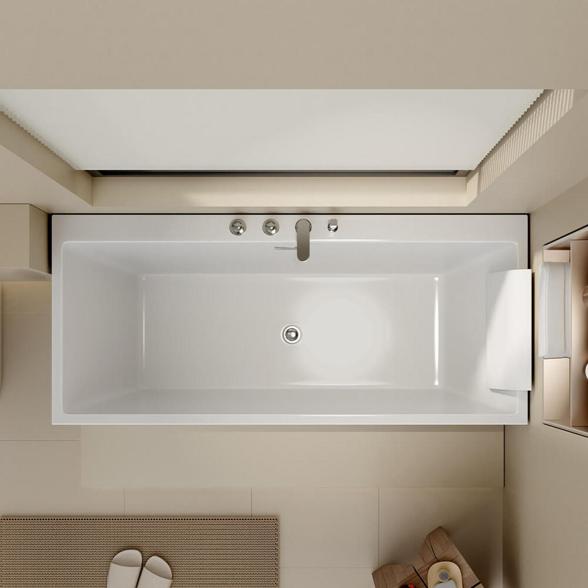 BADEWANNE AMBER - 170 x 58 x 80 cm - Weiß, Kunststoff (58/80/170cm) - Home Deluxe