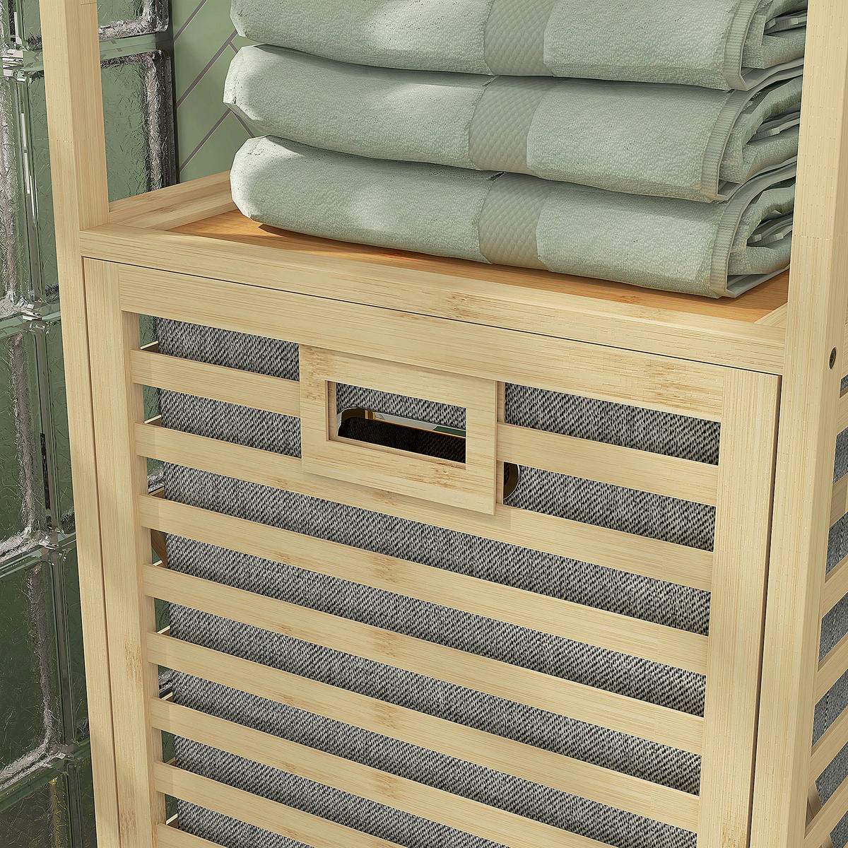 BADEZIMMERREGAL - Naturfarben, Holzwerkstoff/Kunststoff (33/160/44cm) - HOMCOM