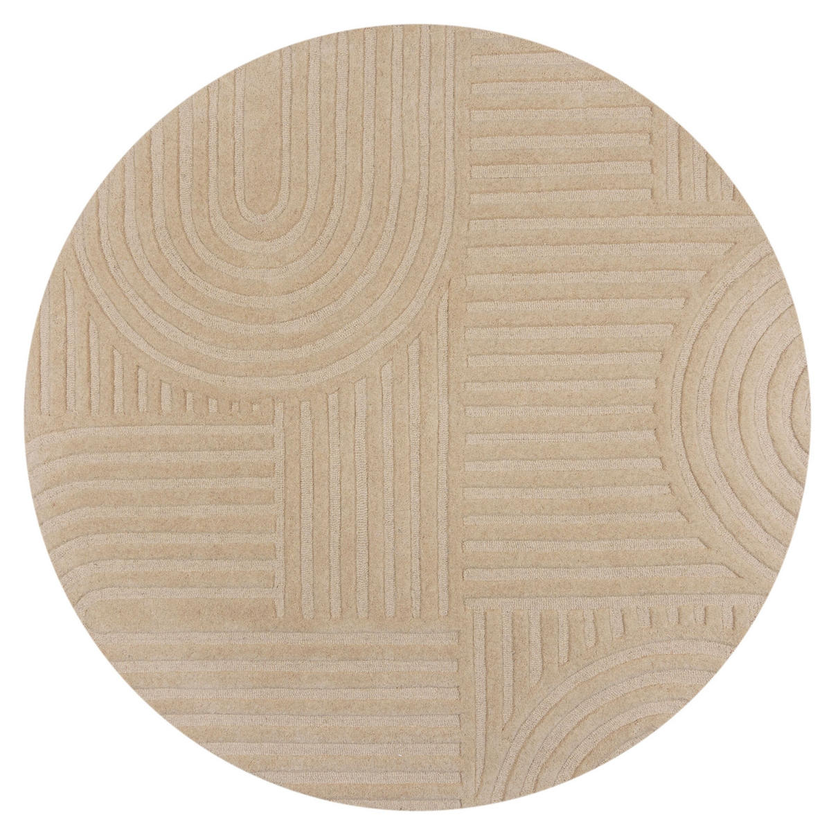 WOLLTEPPICH Pastell-Design, handgetuftet LEVEN BLAKE, Beige 160x160 cm - Beige, Textil (160/160cm) - KADIMA DESIGN