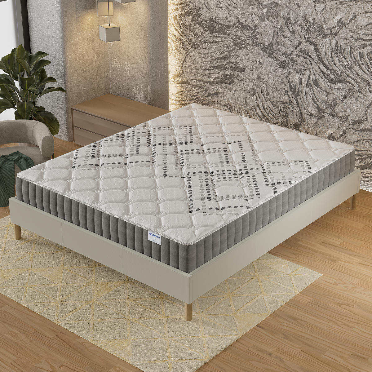 TASCHENFEDERKERNMATRATZE höhe 20cm 180x200cm - Weiß, Naturmaterialien (180/200cm) - November Sleep