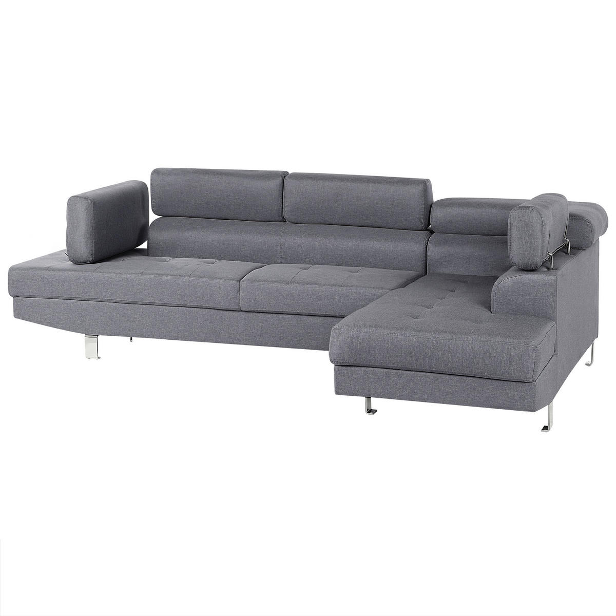 5-SITZER-ECKSOFA Polyester Grau Norrea - Grau, Textil (262/169cm) - Beliani