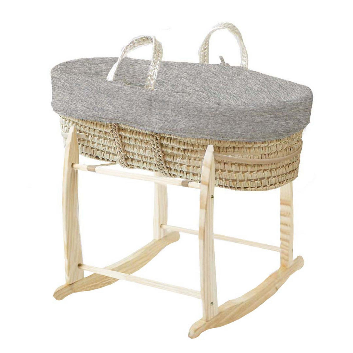 BABYTRAGEKORB mit Holzgestell grau - Hellgrau, Naturmaterialien (29/78cm) - Premiers Moments