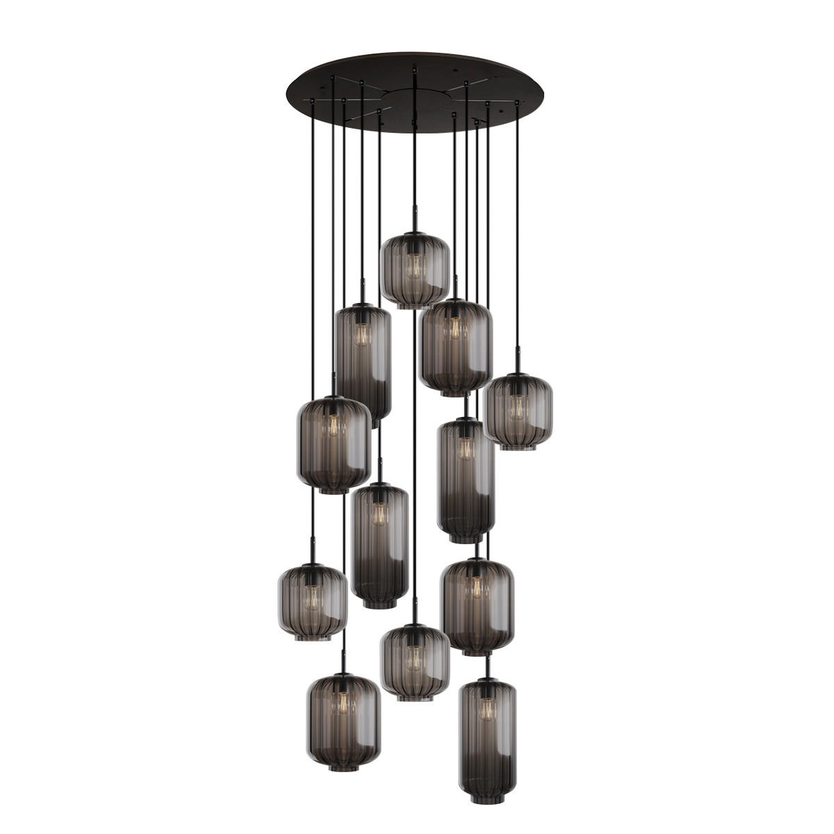 GALERIELEUCHTE Velo 12-flammig Rauch Ø 18/20/25cm - Anthrazit/Schwarz, Glas (25/25/27cm) - s.luce