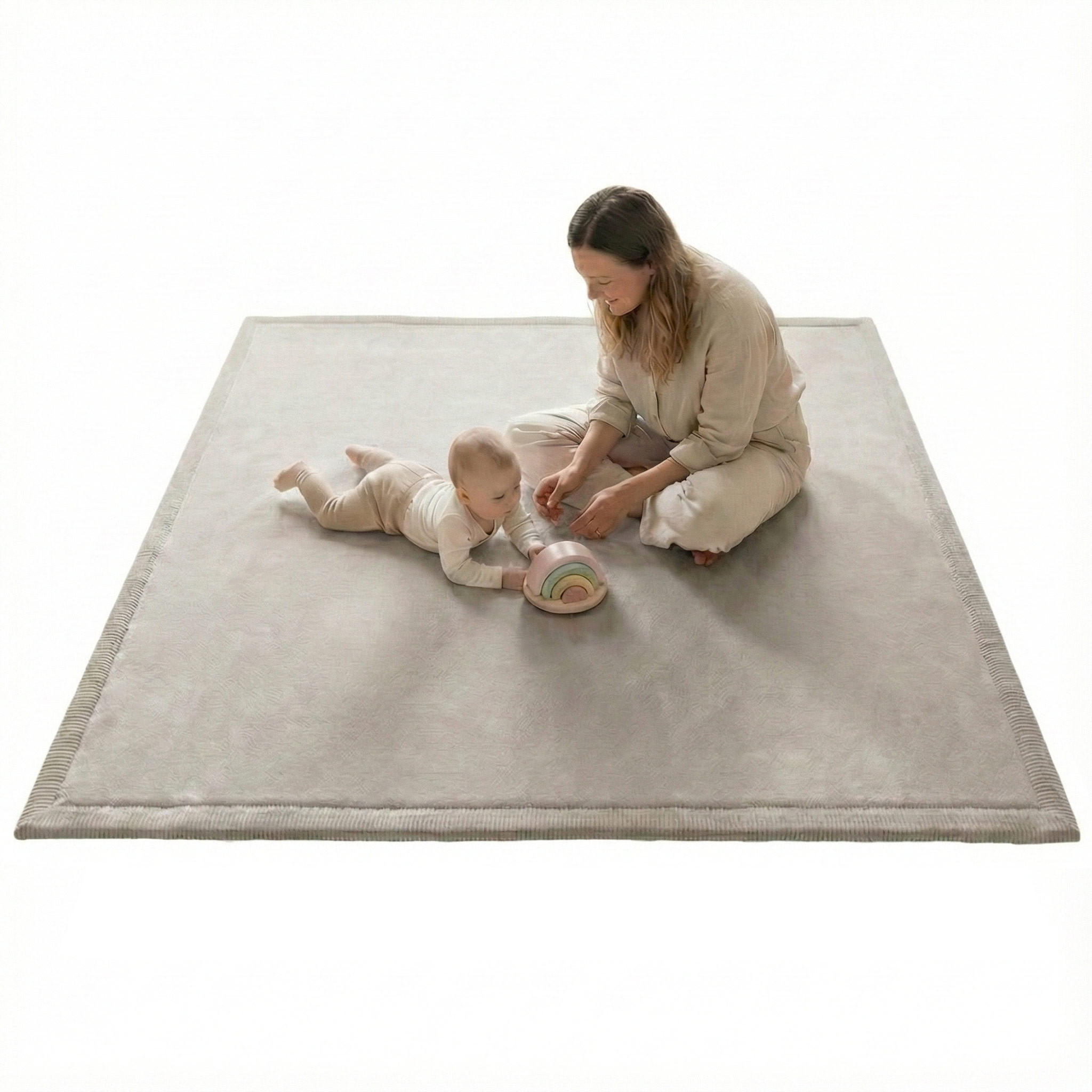 KRABBELTEPPICH samtweich, kuschelig und ÖKO-TEX zertifiziert - Hellgrau 200x300cm - Hellgrau, Textil (300/200cm) - Sanosoft