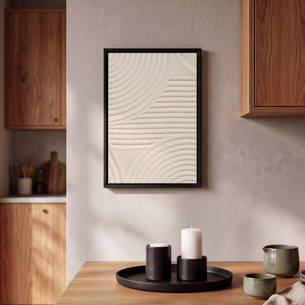 LEINWAND Bilder mit Rahmen - Muster - Abstrakt - Weiß - 20x30 - Beige, Textil (20/30cm) - MuchoWow
