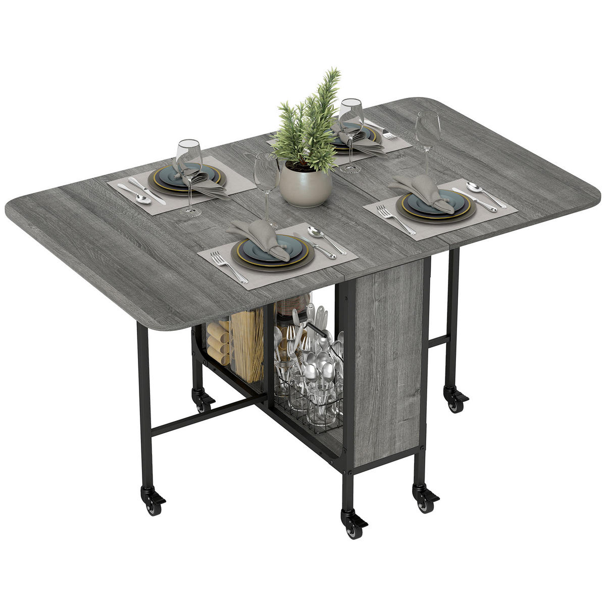 ESSTISCH Grau 1 Stück - Grau, Kunststoff (130/80/74cm) - GiPP