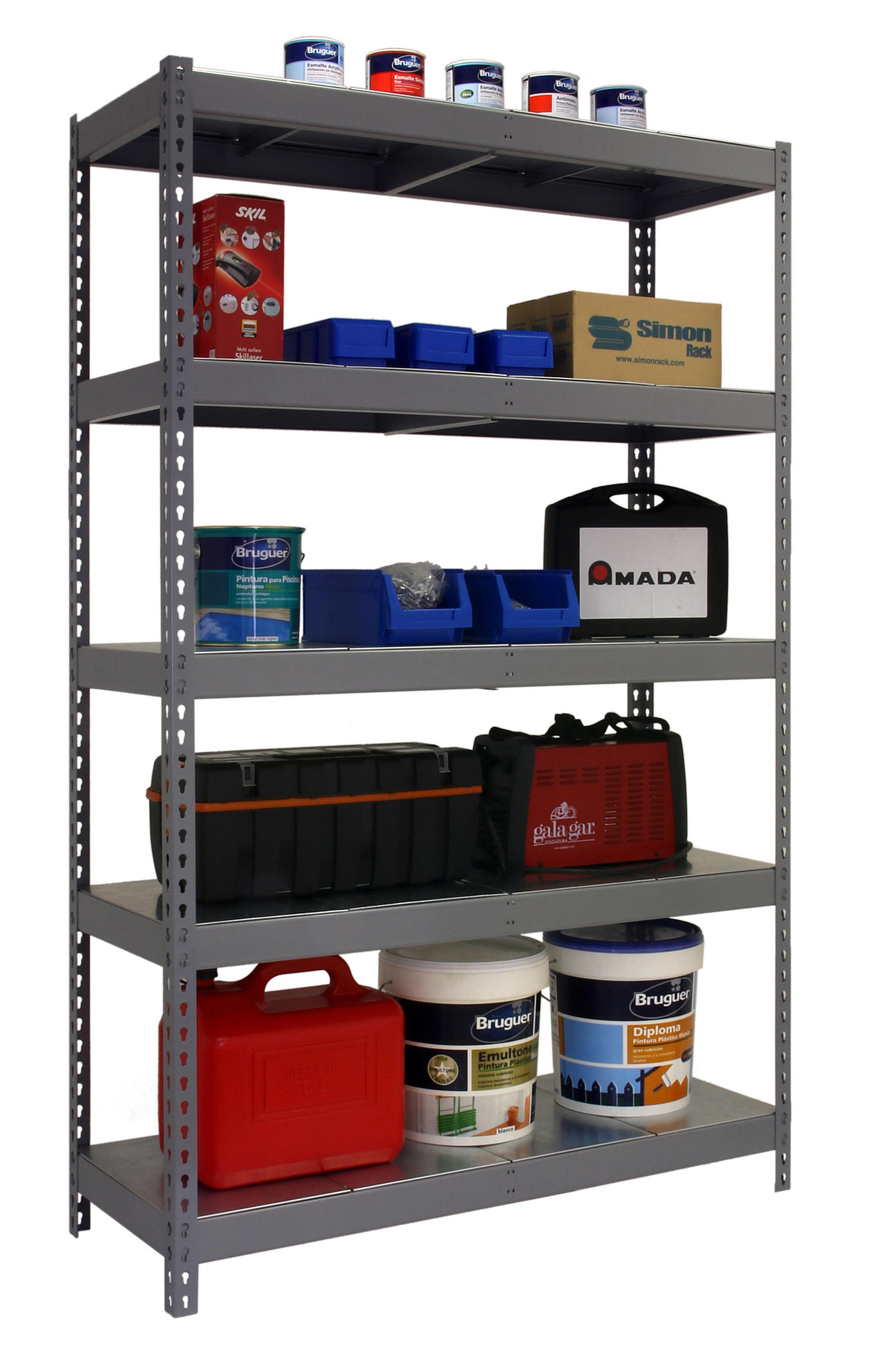 SCHWERLASTREGAL METAL YETI LIGHT FIVE | HxBxT 200x120x45cm | Fachlast 300kg | Grau - Grau, Metall (120/200/45cm) - PROREGAL