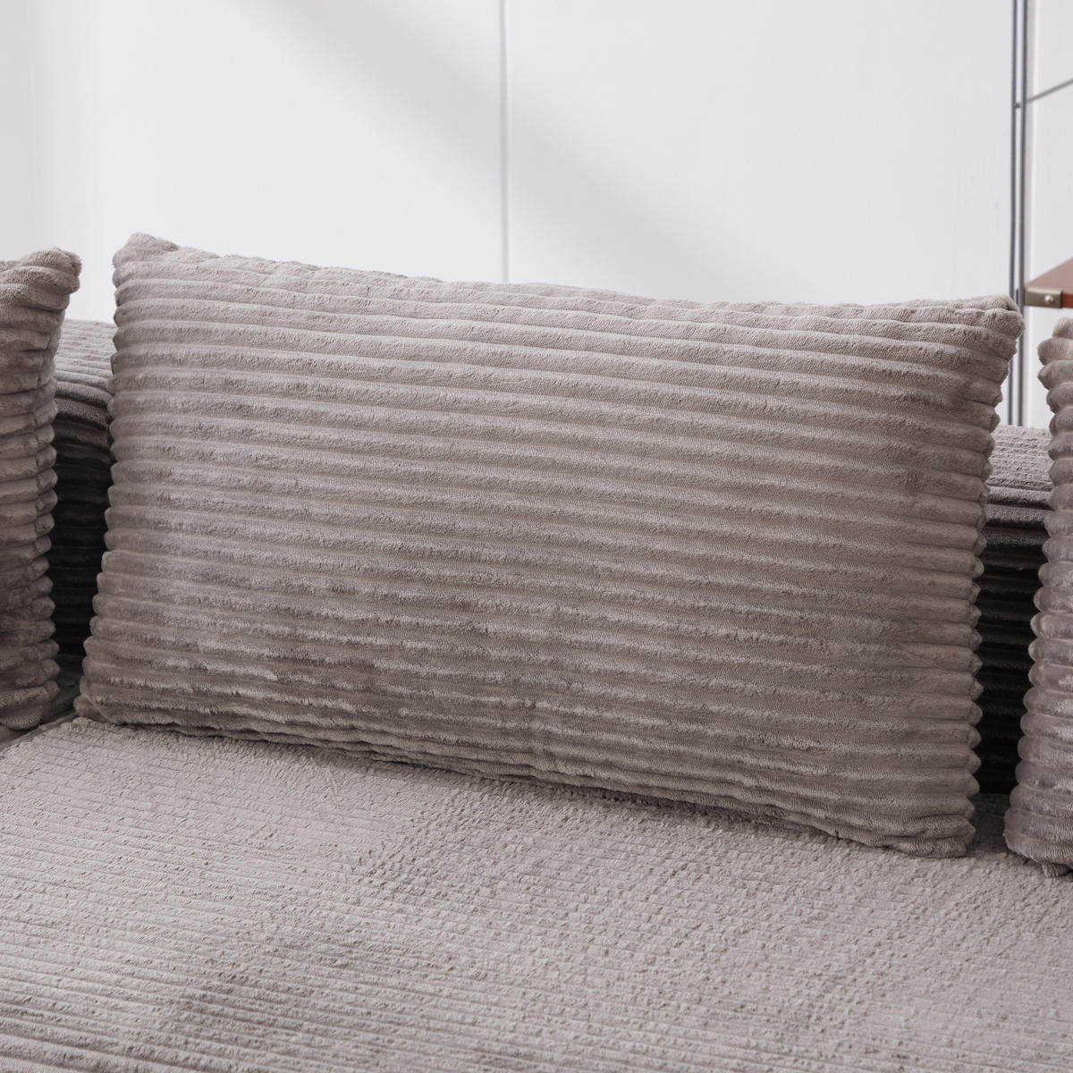 ECKSOFA 272/174/74.5 cm Grau mit 30D hochelastischem Schaumstoff und rutschfestem Boden - Grau, Textil (174/74.5/272cm) - Oxeza
