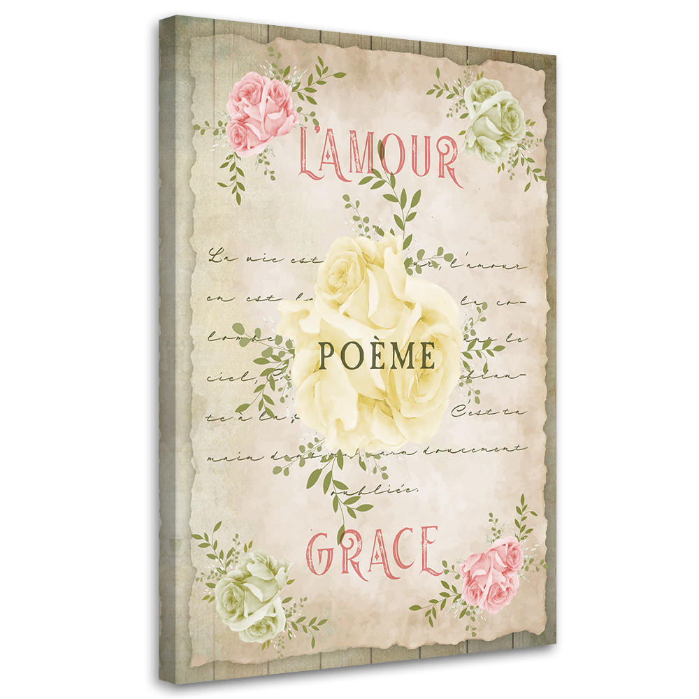 WANDBILD liebe vintage blumen - Grün, Textil (40/60cm) - Feeby