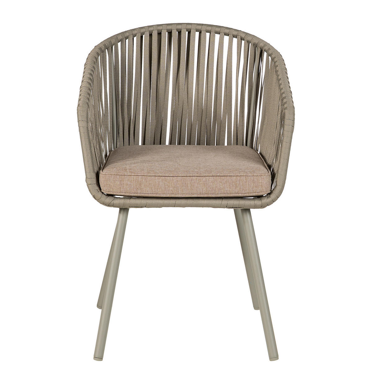 GARTENSTUHL - Stahl / Polyester - 2er-Set - Taupe, Textil/Metall (56/79/62cm) - home24