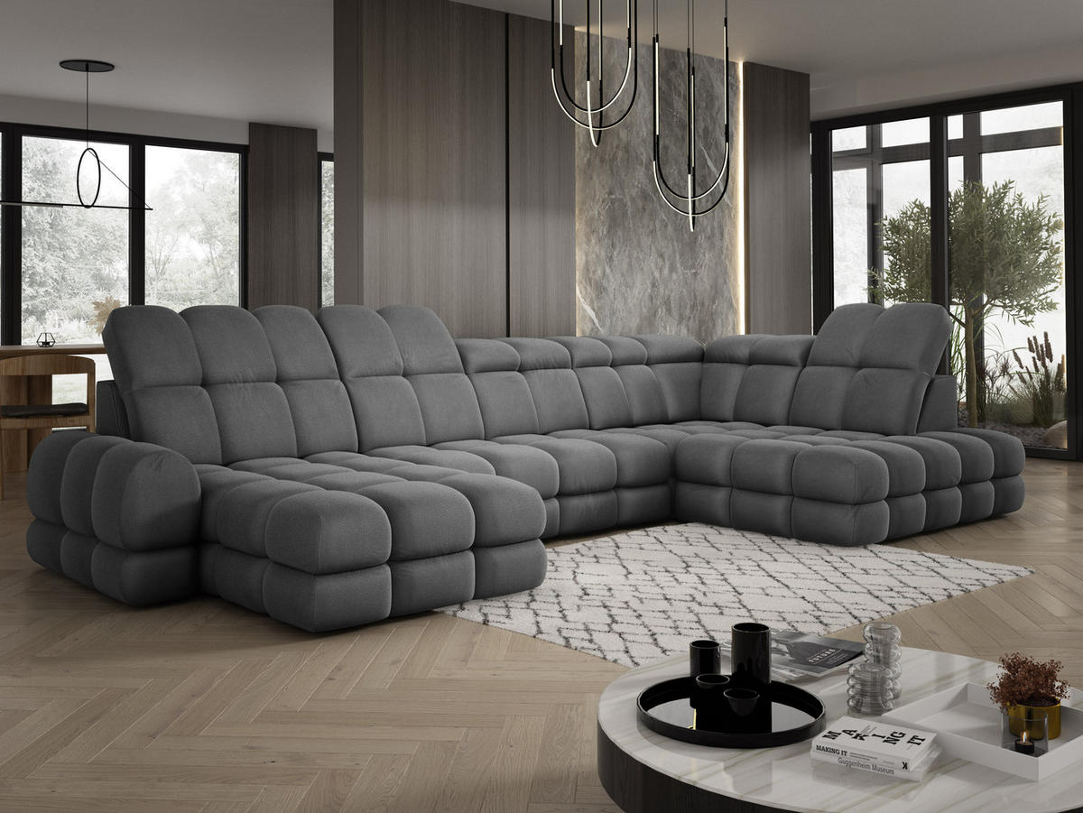 ECKSOFA TOLLO Solar-stoff U-form 400x217x105 cm grau - Dunkelgrau, Holz/Textil (217/400cm) - DomoHome