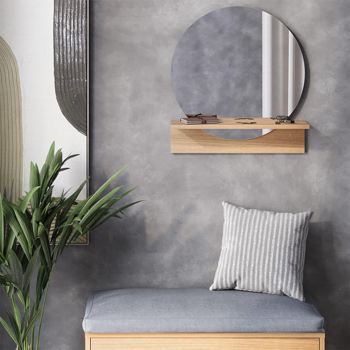 BADEZIMMERSPIEGEL Elyra Goldkraft Eiche 50 x 54.5 cm mit Ablage - Honigeiche, Holzwerkstoff (50/54.5/15cm) - Vicco