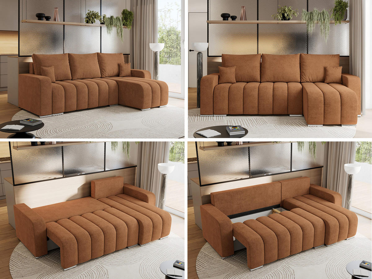 ECKSOFA KIRASSO L Orange Stukture - Orange/Grau, Textil (245/147cm) - MKS