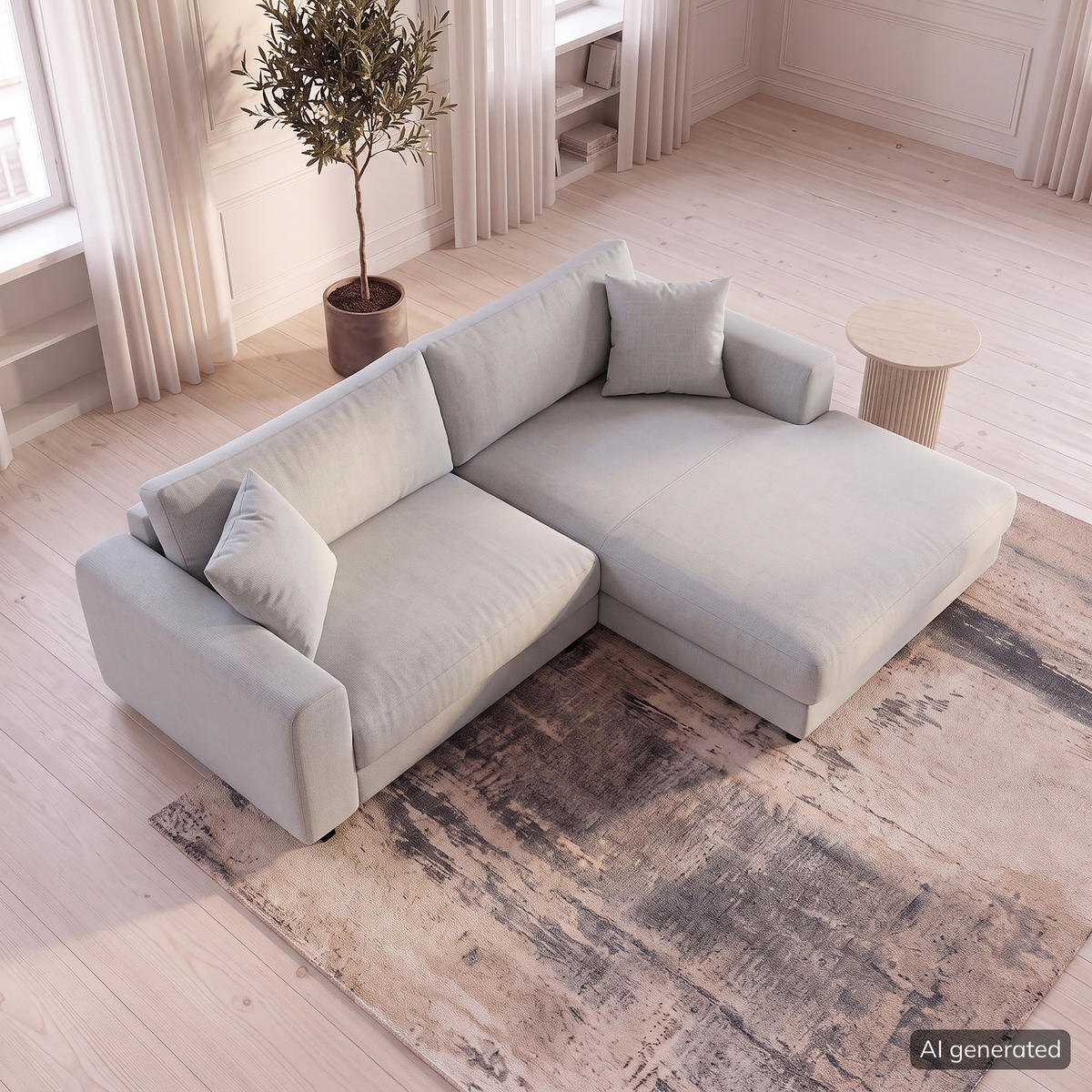 ECKSOFA mit Longchair - Schwarz/Grau, Holz/Kunststoff (238/183cm) - home24
