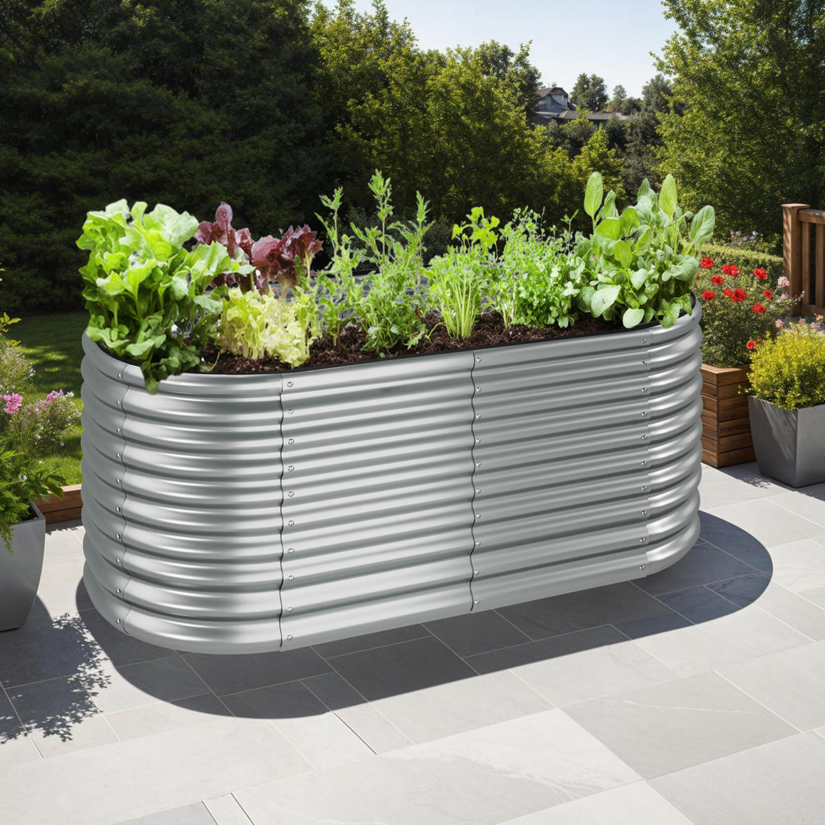 HOCHBEET Flormma,200 x 100 x 80 cm,silber - Silberfarben, Metall (200/80/100cm) - tectake